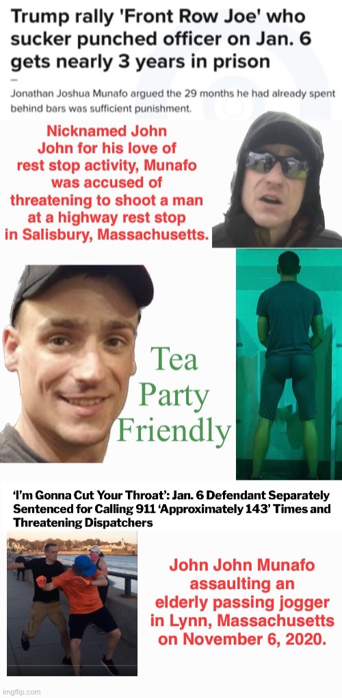 Front Row Joe spills the tea | image tagged in assault,prison,room for tea,domestic terrorists | made w/ Imgflip meme maker