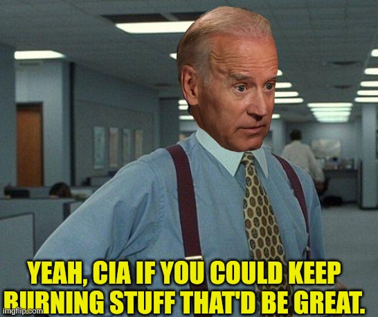 Yeah if you could  | YEAH, CIA IF YOU COULD KEEP BURNING STUFF THAT'D BE GREAT. | image tagged in yeah if you could | made w/ Imgflip meme maker
