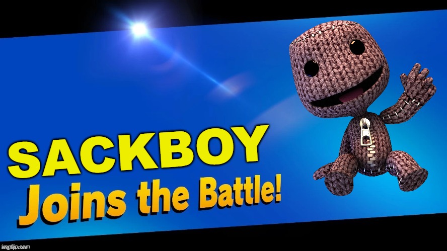 yippee | SACKBOY | image tagged in blank joins the battle | made w/ Imgflip meme maker