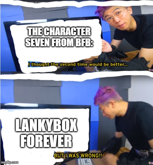 lankybox meme template | THE CHARACTER SEVEN FROM BFB: LANKYBOX FOREVER | image tagged in lankybox meme template | made w/ Imgflip meme maker