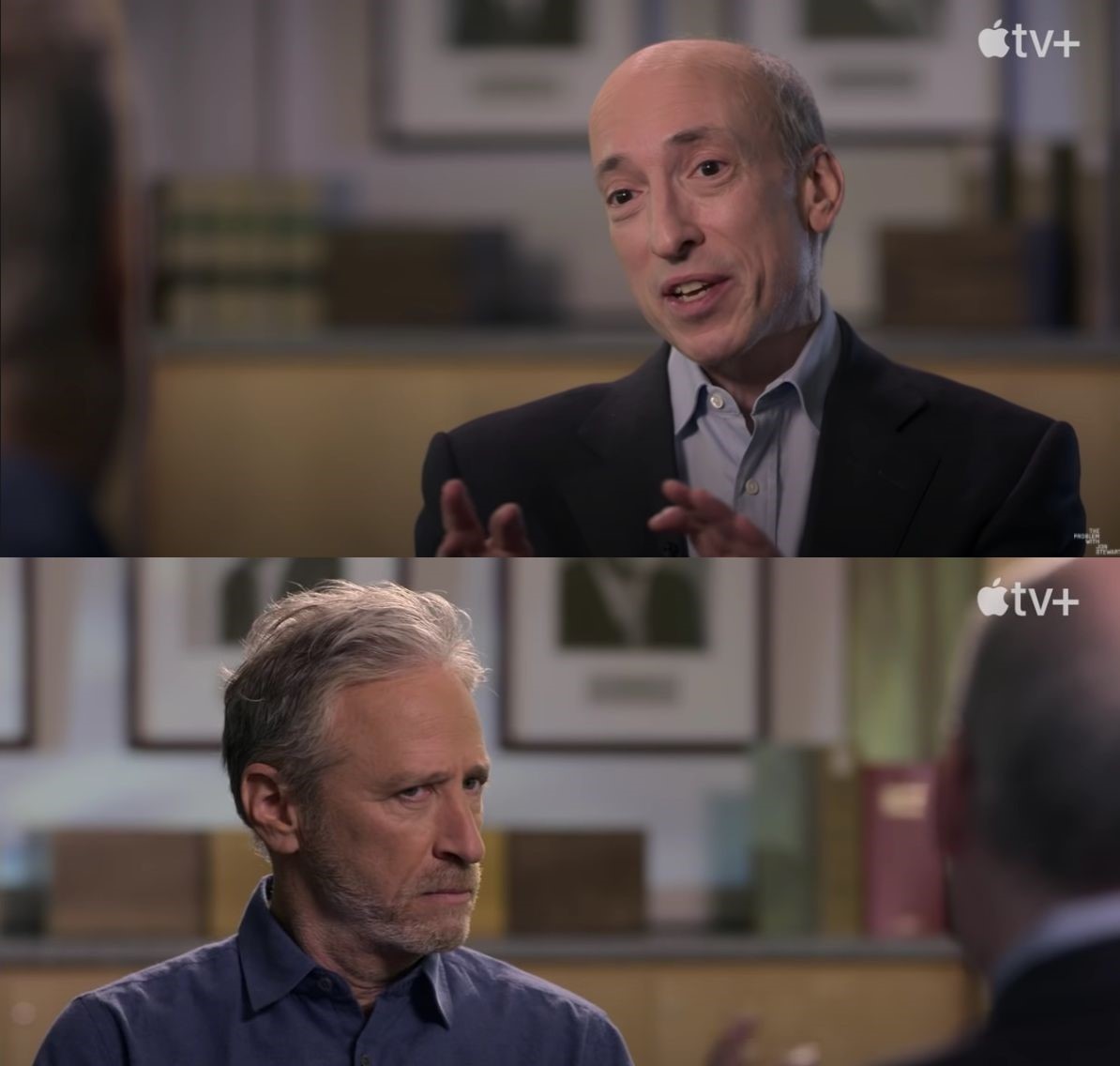 High Quality John Stewart vs Gary Gensler Blank Meme Template