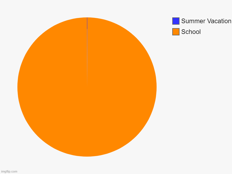 School, Summer Vacation | image tagged in charts,pie charts | made w/ Imgflip chart maker