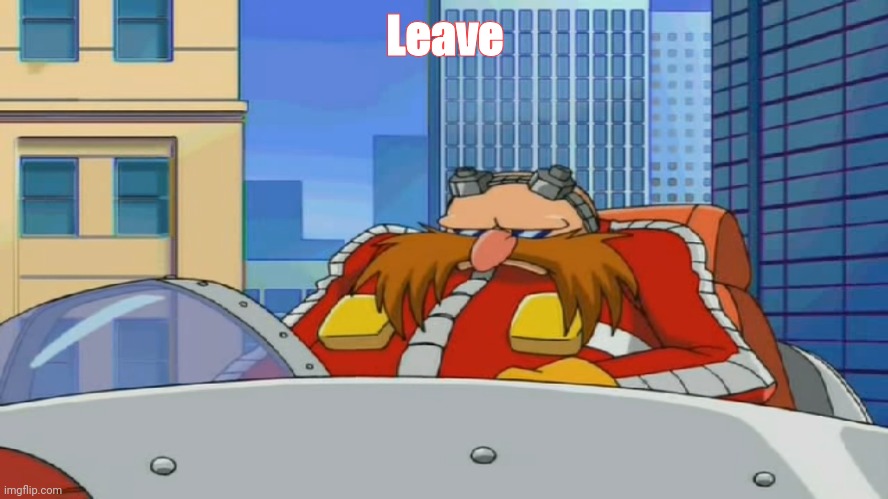 Eggman is Disappointed - Sonic X | Leave | image tagged in eggman is disappointed - sonic x | made w/ Imgflip meme maker