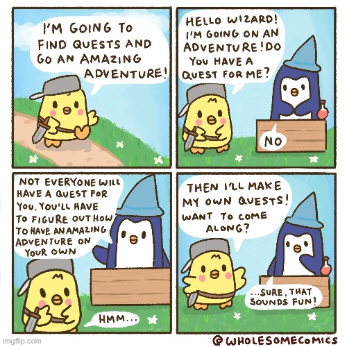 Quest | image tagged in comic,funny,cute,wholesome | made w/ Imgflip meme maker