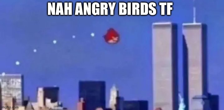 angry bird 9/11 | NAH ANGRY BIRDS TF | image tagged in angry bird 9/11 | made w/ Imgflip meme maker