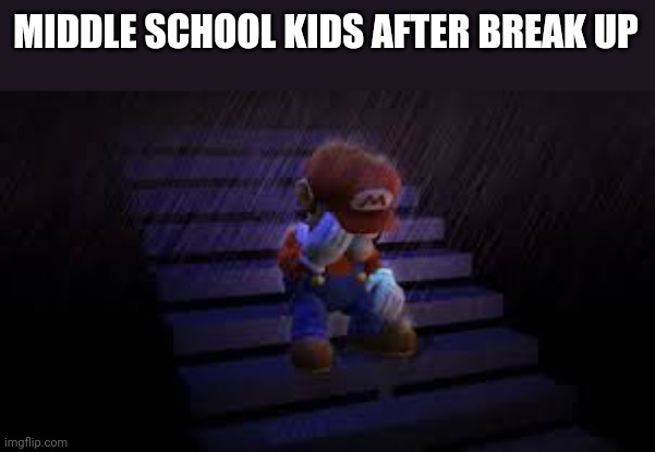 Meme | MIDDLE SCHOOL KIDS AFTER BREAK UP | image tagged in sad mario | made w/ Imgflip meme maker