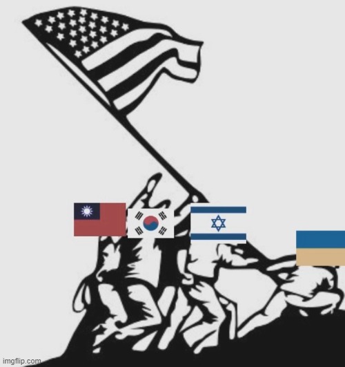 Fellow friendly nations waving in support for America. | image tagged in ukrainian lives matter,taiwan,flags | made w/ Imgflip meme maker