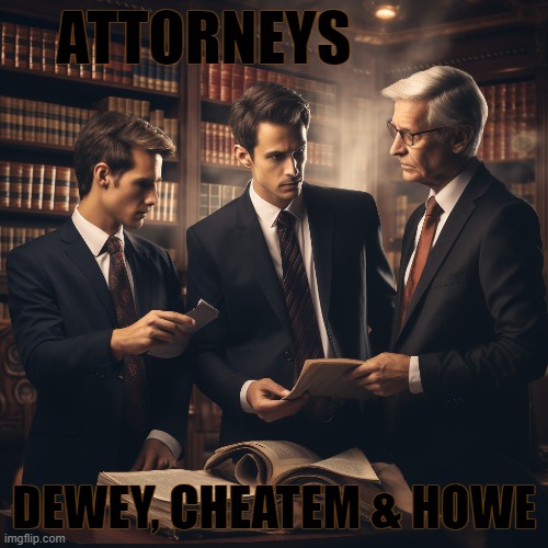 ATTORNEYS; DEWEY, CHEATEM & HOWE | image tagged in funny memes | made w/ Imgflip meme maker