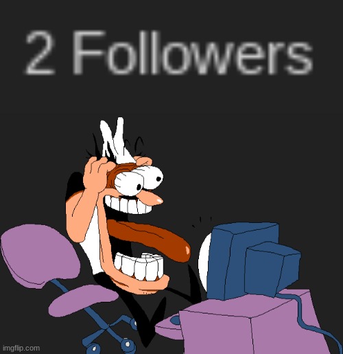 Happy 2 followers! | image tagged in peppino screaming at the camera | made w/ Imgflip meme maker
