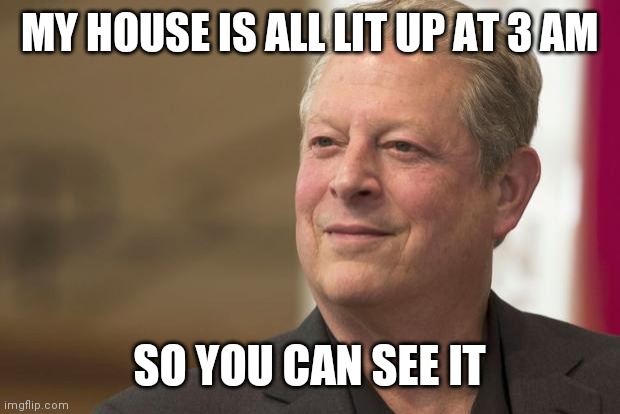 Al Gore | MY HOUSE IS ALL LIT UP AT 3 AM SO YOU CAN SEE IT | image tagged in al gore | made w/ Imgflip meme maker