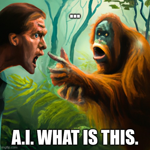 apparently wIlL rAmOs sCrEaMiNg aT A oRaNgUtAn | ... A.I. WHAT IS THIS. | image tagged in will ramos,metal,lorna shore,funny,racist,monkey | made w/ Imgflip meme maker
