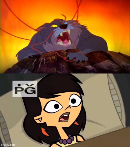 Sky fears Dragon the Cat | image tagged in total drama,cartoon network,1980s,fear,girl,80s | made w/ Imgflip meme maker