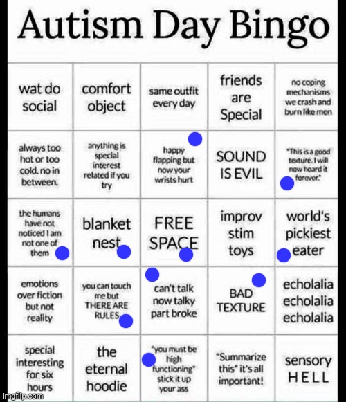 This was silly, so I did it too | image tagged in autism bingo | made w/ Imgflip meme maker