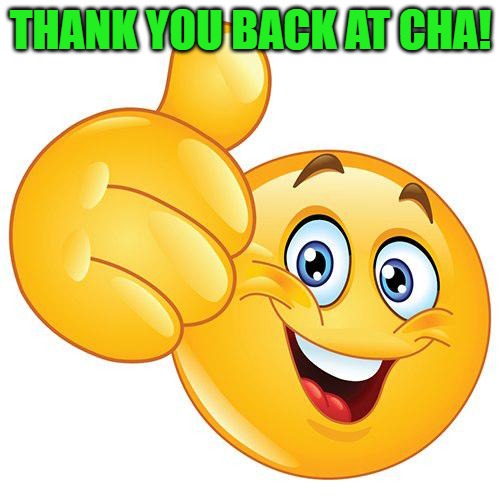 THANK YOU BACK AT CHA! | image tagged in thumbs up emoji | made w/ Imgflip meme maker