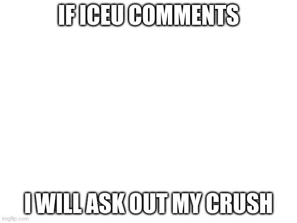 he wont do it... right? | IF ICEU COMMENTS; I WILL ASK OUT MY CRUSH | image tagged in iceu | made w/ Imgflip meme maker