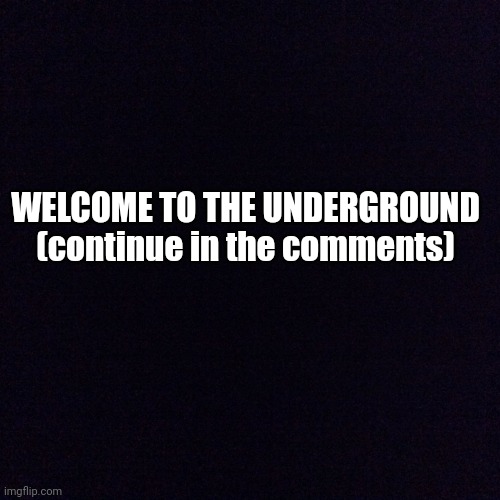 Black screen  | WELCOME TO THE UNDERGROUND (continue in the comments) | image tagged in black screen,undertale | made w/ Imgflip meme maker