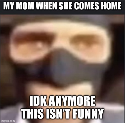 MY MOM WHEN SHE COMES HOME; IDK ANYMORE THIS ISN’T FUNNY | image tagged in spy | made w/ Imgflip meme maker