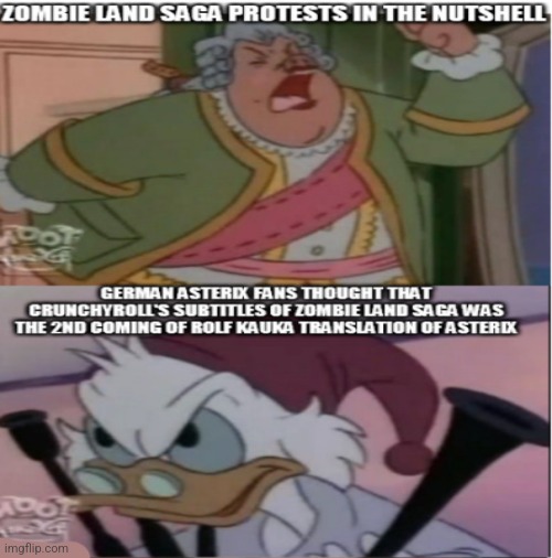 Looks like Scrooge & his pig neighbor can't handle the difference between Siggi und Babarras and the Lily Hoshikawa controversy | image tagged in ducktales,protest,criticism | made w/ Imgflip meme maker
