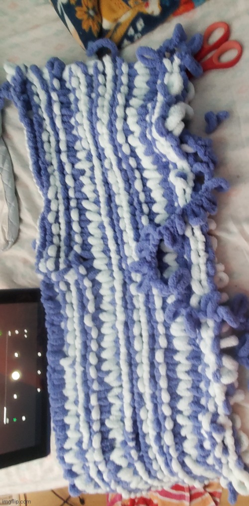Blanket I'm working on I started it like 5 years ago and forgot about it but I found it again and it's soo soft | made w/ Imgflip meme maker