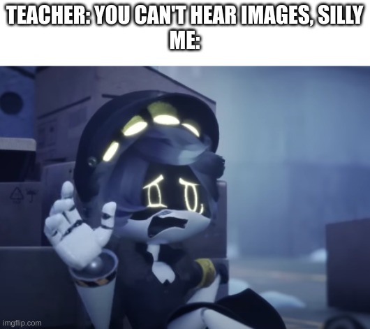 shitpost #12 | TEACHER: YOU CAN'T HEAR IMAGES, SILLY
ME: | image tagged in image tags | made w/ Imgflip meme maker