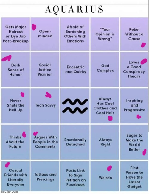 Aquarius bingo | image tagged in aquarius bingo | made w/ Imgflip meme maker