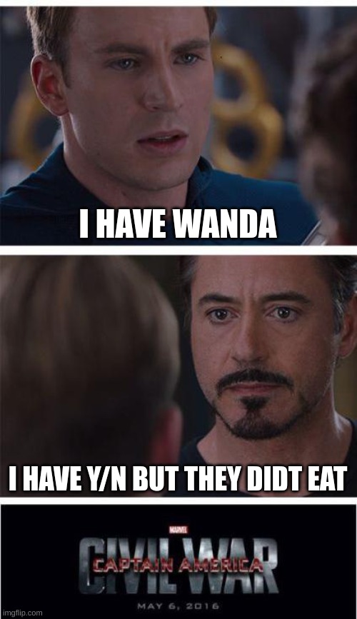 OH NO | I HAVE WANDA; I HAVE Y/N BUT THEY DIDT EAT | image tagged in memes,marvel civil war 1 | made w/ Imgflip meme maker