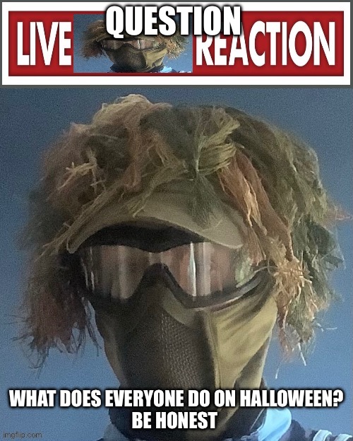 Live .floor. Reaction | QUESTION; WHAT DOES EVERYONE DO ON HALLOWEEN?
BE HONEST | image tagged in live floor reaction | made w/ Imgflip meme maker