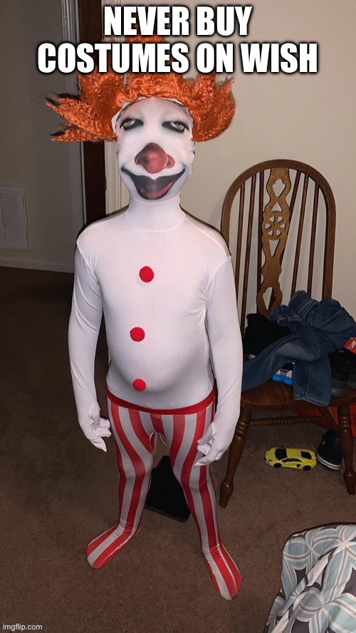 Idk | NEVER BUY COSTUMES ON WISH | image tagged in funny | made w/ Imgflip meme maker