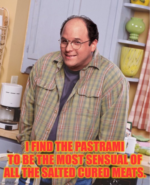 Seinfeld insteado | I FIND THE PASTRAMI TO BE THE MOST SENSUAL OF ALL THE SALTED CURED MEATS. | image tagged in insteado,seinfeld,george costanza | made w/ Imgflip meme maker