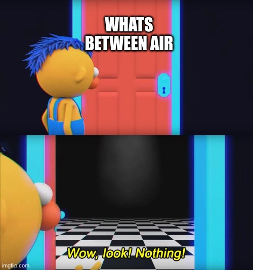 Wow, look! Nothing! | WHATS BETWEEN AIR | image tagged in wow look nothing | made w/ Imgflip meme maker