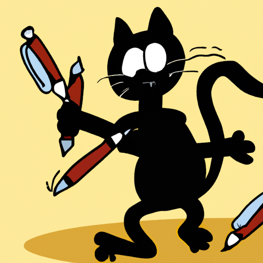 Black cat stealing pens Blank Meme Template