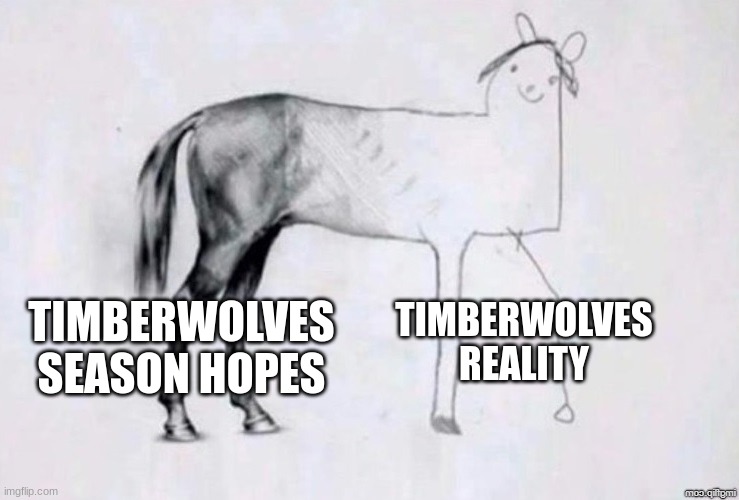 Horse Drawing | TIMBERWOLVES SEASON HOPES; TIMBERWOLVES REALITY | image tagged in horse drawing | made w/ Imgflip meme maker