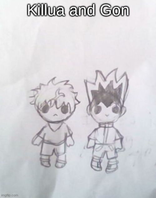 I made a new chibi art style but it took so long | Killua and Gon | image tagged in chibi,new,hxh | made w/ Imgflip meme maker