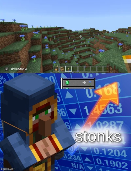 STONKS | image tagged in stonks,minecraft villager,bad trades,l wandering traders | made w/ Imgflip meme maker