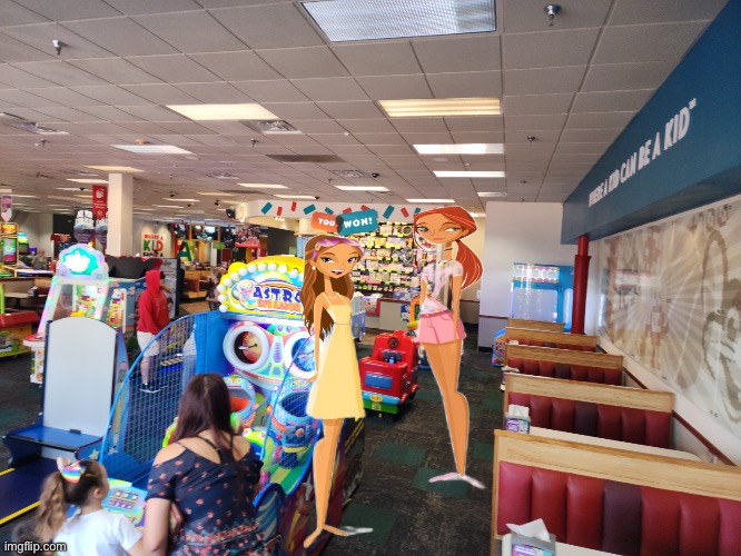 Surfer Girls at Chuck E. Cheese | image tagged in girl,girls,cartoon network,surfing,teen,chuck e cheese | made w/ Imgflip meme maker