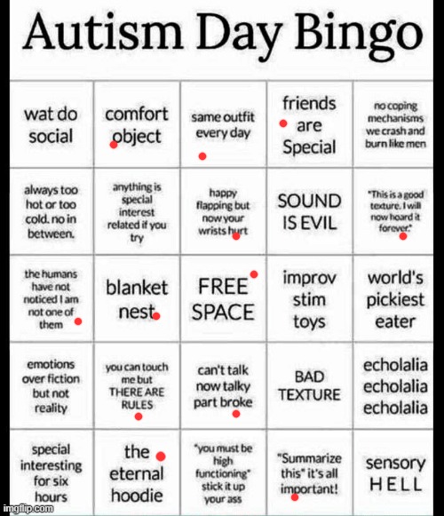 +1 for snuggling w/ boyfriend's shirt that im using as a pillowcase | image tagged in autism bingo | made w/ Imgflip meme maker