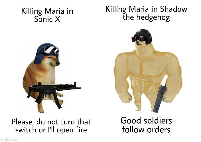 image tagged in strong dog vs weak dog,sonic the hedgehog | made w/ Imgflip meme maker