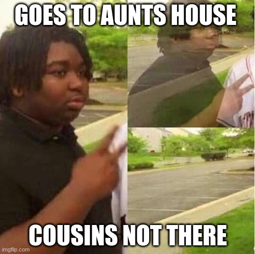 disappearing  | GOES TO AUNTS HOUSE; COUSINS NOT THERE | image tagged in disappearing,goofy ah | made w/ Imgflip meme maker