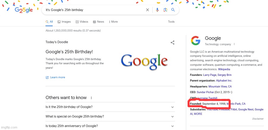 Wrong Day | image tagged in google,you had one job,why,funny | made w/ Imgflip meme maker