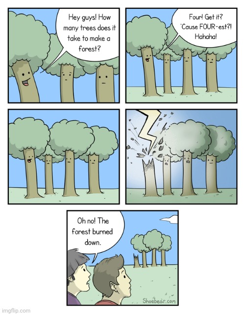 THE FOUR-EST | image tagged in forest,four,trees,tree,comics,comics/cartoons | made w/ Imgflip meme maker