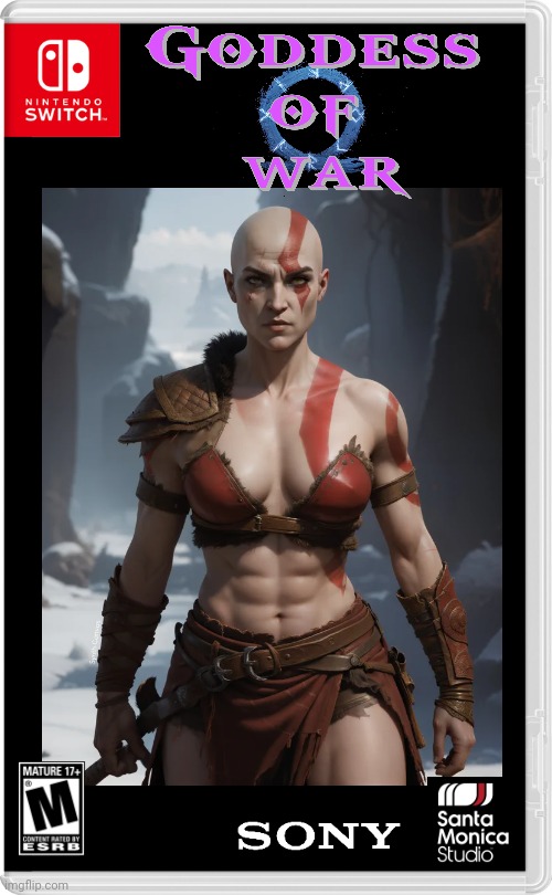 KRATOS' SISTER | image tagged in nintendo switch,god of war,kratos,goddess,fake switch games | made w/ Imgflip meme maker