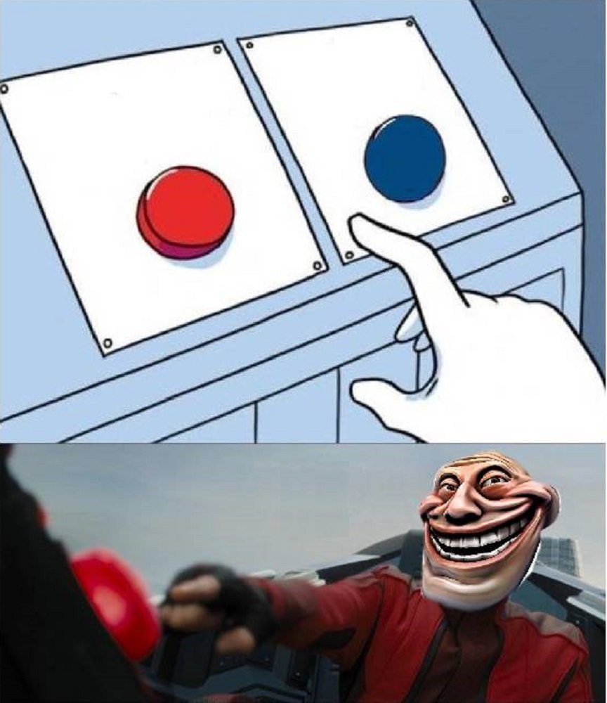 High Quality TROLL FACE SLAMS THE RED BUTTON Blank Meme Template