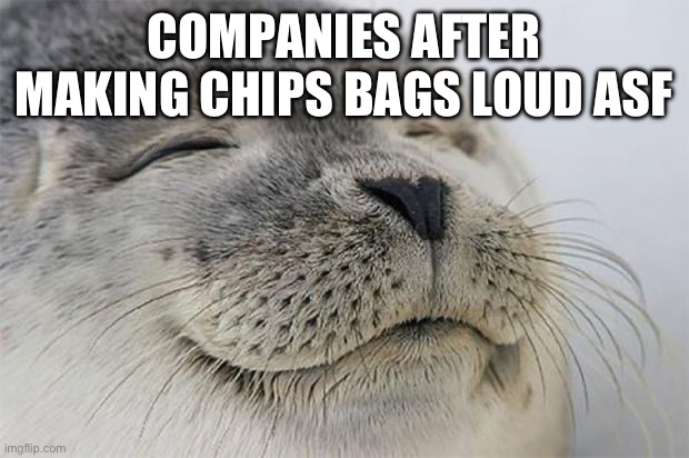 Real | COMPANIES AFTER MAKING CHIPS BAGS LOUD ASF | image tagged in memes,satisfied seal | made w/ Imgflip meme maker