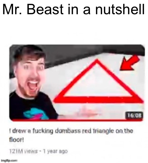 dumbass triangle | Mr. Beast in a nutshell | image tagged in dumbass triangle | made w/ Imgflip meme maker