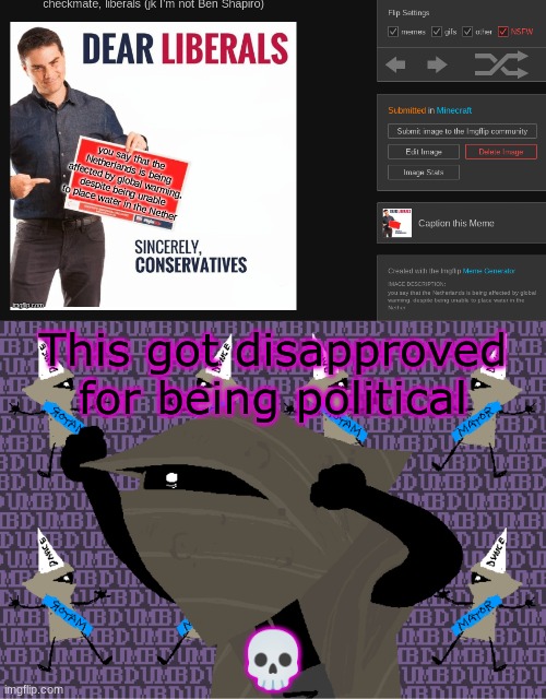 This was disapproved for being political; 💀 | image tagged in me fr | made w/ Imgflip meme maker