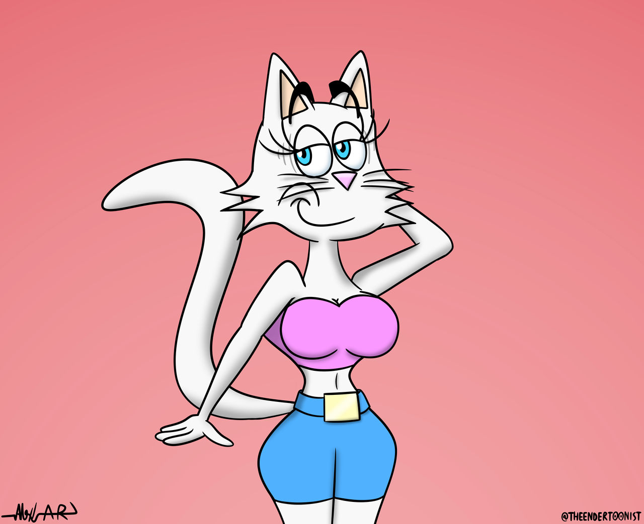 High Quality sexy toon cat Blank Meme Template