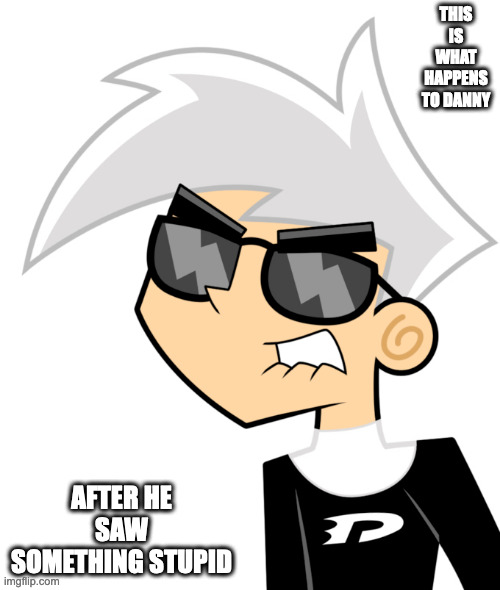 Danny With Shades | THIS IS WHAT HAPPENS TO DANNY; AFTER HE SAW SOMETHING STUPID | image tagged in danny phantom,memes | made w/ Imgflip meme maker