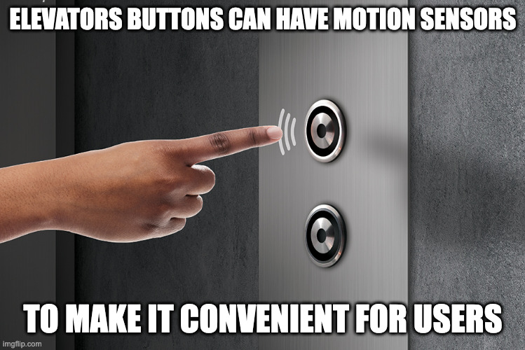 Touchless Push Button | ELEVATORS BUTTONS CAN HAVE MOTION SENSORS; TO MAKE IT CONVENIENT FOR USERS | image tagged in elevator,memes | made w/ Imgflip meme maker