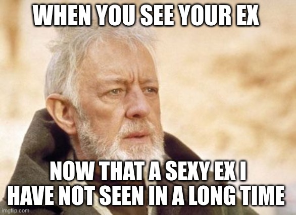 Obi Wan Kenobi Meme | WHEN YOU SEE YOUR EX; NOW THAT A SEXY EX I HAVE NOT SEEN IN A LONG TIME | image tagged in memes,obi wan kenobi | made w/ Imgflip meme maker