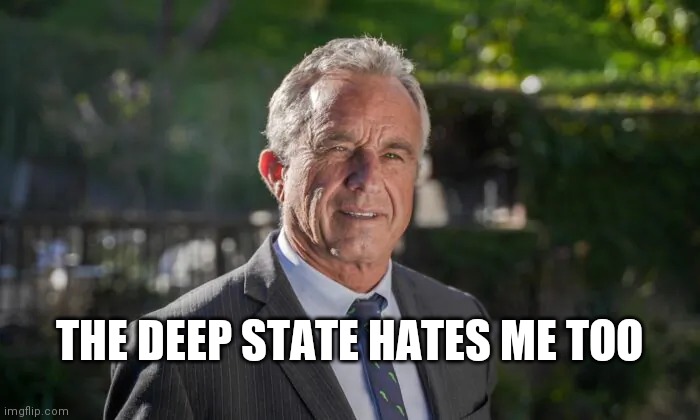 Robert F. Kennedy, Jr. | THE DEEP STATE HATES ME TOO | image tagged in robert f kennedy jr | made w/ Imgflip meme maker